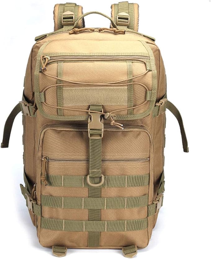 Outdoor Sports Pack Hiking Bag Tactical Rucksack Camo Knapsack Combat Tactical Molle 45L Backpack - Tan