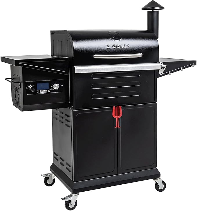 Z GRILLS Wood Pellet Grill &amp Smoker 8-in-1 Pellet Grill with Automatic Temperature ControlMeat Probes572 Sq. in Area for Backyard Camping Outdoor PartyBright Black