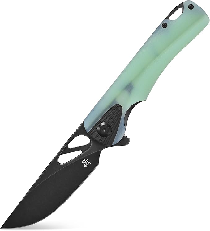Sitivien ST165 Folding KnifeK110 Steel Blade with G10 Handle EDC Tool Knife Pocket Knife for Outdoor CampingHikingFishing(Jade)