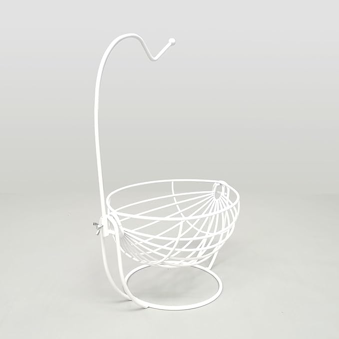 FixtureDisplays® Fruit/Vegetable Hammock with Banana Hanger Metal Basket White Rack Display Stand 12.9X7.5X19.8 21072-NPF-SL