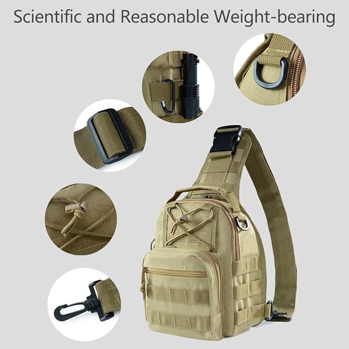Tactical Sling Bag Pack Military Rover Shoulder Sling Backpack EDC Molle Assault Range Bag (Military Green)