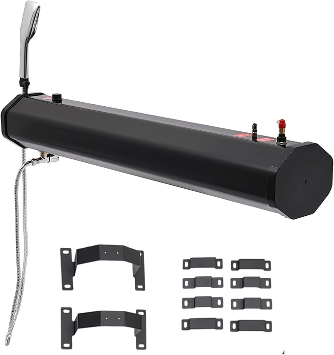 Pressurized Water Tank for Camping ShowerPortable Camping Showerhead Handheld with Storage Bag Roof Rack Shower for Hiking Car wash Pet Cleaning Beach Vacations