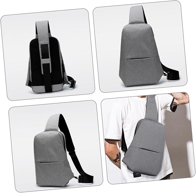 Sling Backpack Multi-purpose Shoulder Chest Bag for Hiking Travel Kayaking Light Grey