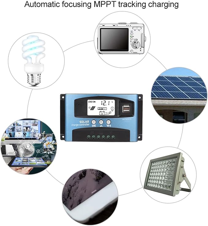 Dweekiy High-Efficiency MPPT 40A Solar Controller - LCD Display &amp 5V/2A Dual USB Ports Compatible with 12V-36V Panels (12V/24V Auto)