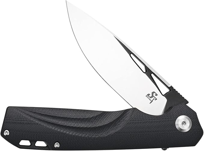 Sitivien ST141 Folding KnifeD2 Steel Blade G10 Handle Pocket Knife EDC Tool Knife for Survival Hiking Camping Fishing(Black)