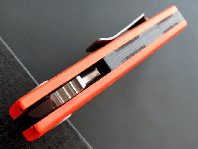 Eafengrow EF335 Folding Knives D2 Blade and G10 Handle5 inch Closed EDC Pocket Folding Knife with Clip (orange)