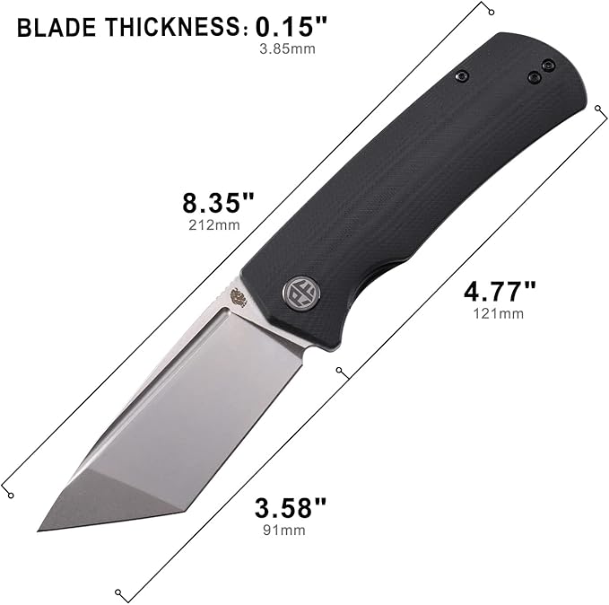 Petrified fish PFP01T Beluga3.58 K110 Stonewashed Blade Front Flipper Liner lock Folding knife (Black G10 Stonewashed)