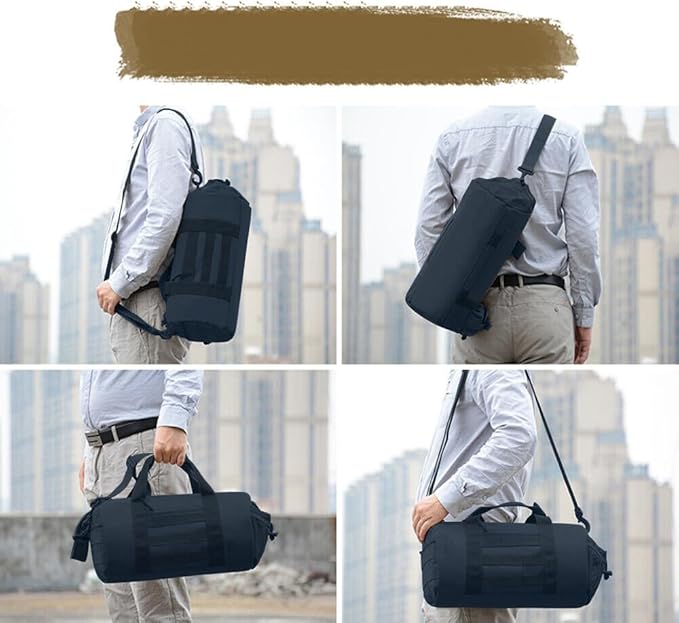 Outdoor fishing Camping Large Duffle Bag Backpack Tactical Field Gear Equipment (Khaki)