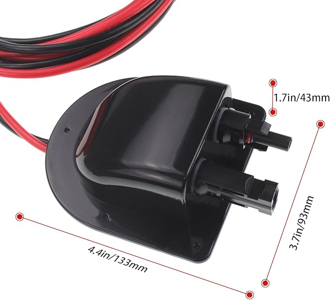 ZOOKOTO 10Ft 10 AWG Soft Copper Cable ABS UV Resistance Dual Cable Entry Housing with 2 solar connectors for Solar Project on Rv BoatCamperVan Weatherproof Black