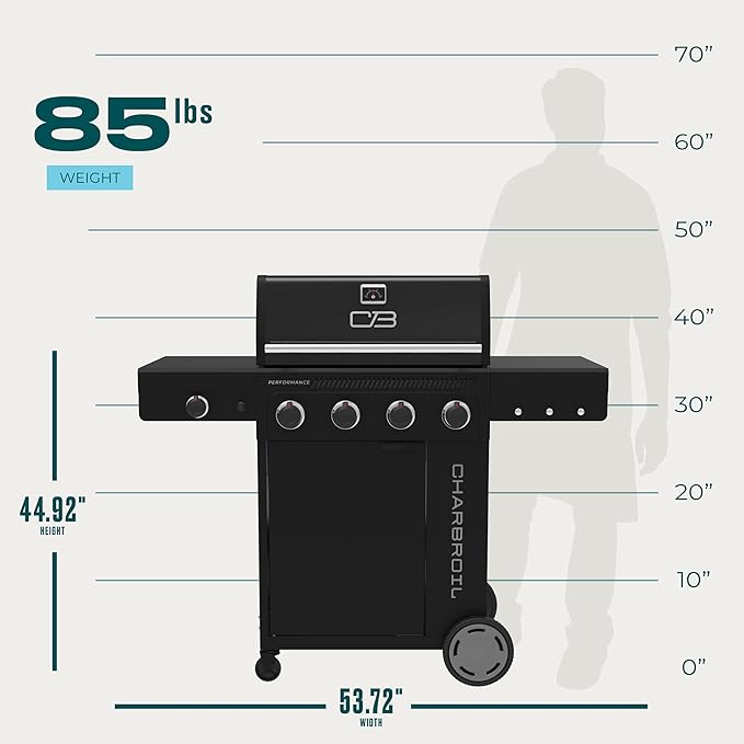 Charbroil Performance Series 4-Burner Gas Grill Cabinet with Side Burner Black - 463253925