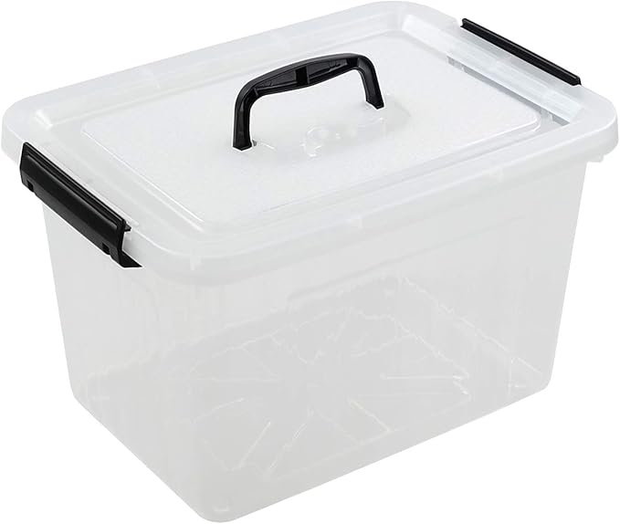 Farmoon 12 Quart Clear Storage Bin Plastic Stackable Box/Cotainer with Lid and Black Handle