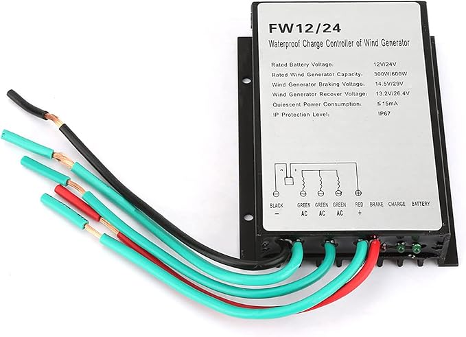 Wind Turbine Generator Charge Controller Regulator Model FW12 24 - Integrated Rectifier and Brake Circuit IP67 Automatic Battery Charging Management for Wind Turbines