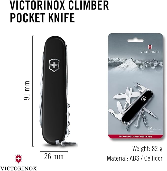 Climber Swiss Army Knife Black Blister Pack