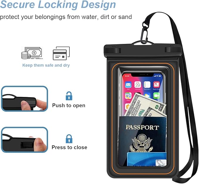 3 x Waterproof Floating Phone Pouch Universal IPX8 Waterproof Case for iPhone Samsung Galaxy Series 6.9 Dry Bag with Lanyard for Beach Pool Water Play Swimming
