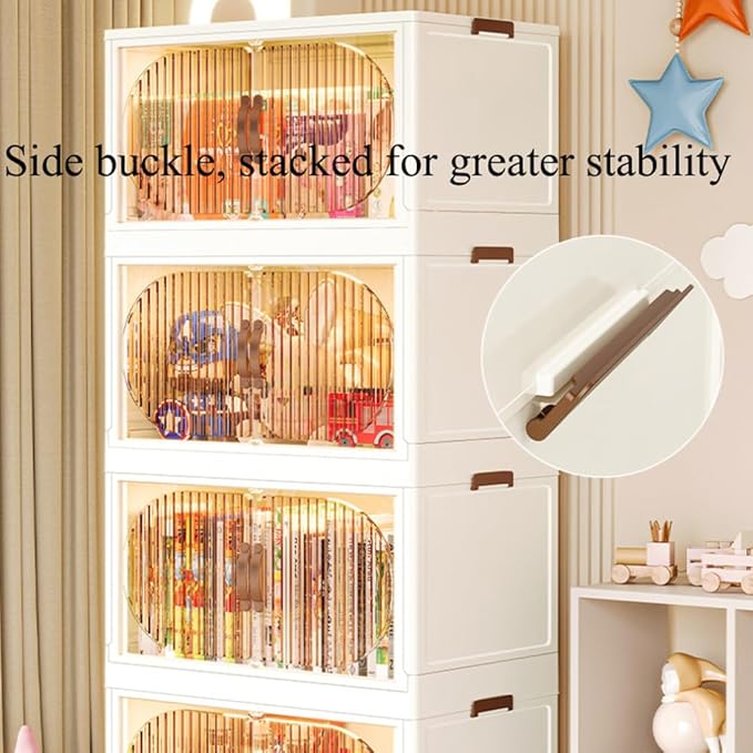 Collapsible Stackable Storage Bins with Door and LidFoldable Closet Plastic Containers for Blanket Storage Pillow Organizer Bedroom Living Room (Transparent14.96×9.76×9.251)