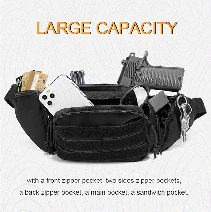 Tactical Waist Bag Gun Holster Molle Military Combat Waist Fanny Pack Utility Nylon Shoulder Bag for Hunting Camping (Color : TBP003-OD)