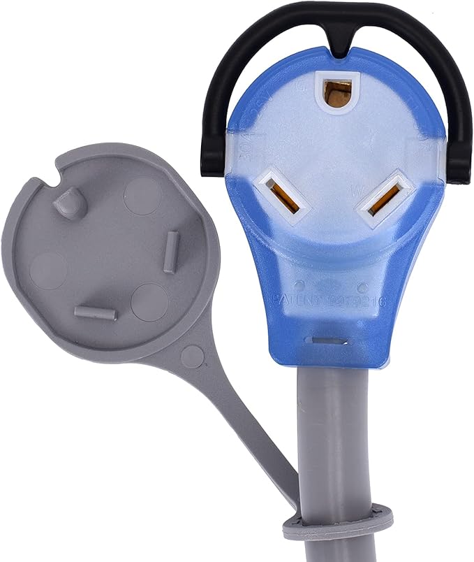 30Amp RV/Range/Generator Power Cord NEMA TT-30P with TT-30R Series Connector to TT-30R Adapter1.5 FT (30MF/30F Gray)