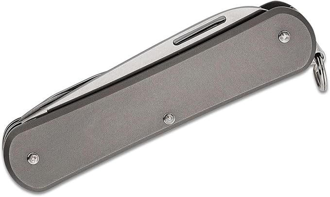 Fox Knives Vulpis FX-VP130-F4 Slipjoint Folding Knife 4-in-1 Multitool 2.17in Blade Bottle Opener Can Opener Flat Head Screwdriver Scissors - Compact Versatile Minimalist Pocket Knife (Titanium)
