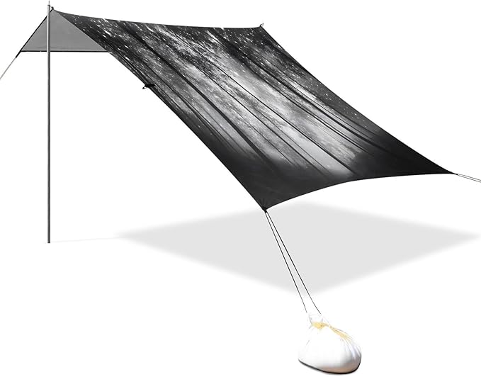 Forest Black Trees Beach Tent Sun Shelter Set UPF50+ UV Protection 10.5 x 9.19 FT Camping Shade Canopy with Sandbags Sand Anchors Carrying Bag and Others