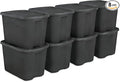8 Pack 18 Gallon Plastic Storage Bins &amp Totes Stackable with Snap-On Lids for Home Garage Closet Basement Organization Containers (Gray)