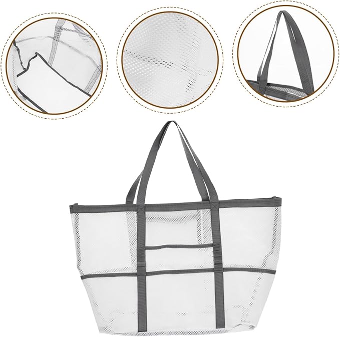 DOITOOL 2pcs Tote Handle Mesh Toy Use Bag Beach Organizer for Organizers Shower Basket Outdoor with Whitex5pcs 59x36cmx5pcs