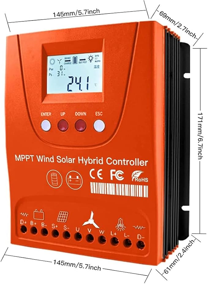 3000W 12V 24V 48V 0~1500W Wind 0~1500W Solar MPPT Wind Solar Hybrid Controller Pioneer Version Charge Lithium &amp Lead Acid Gel Battery