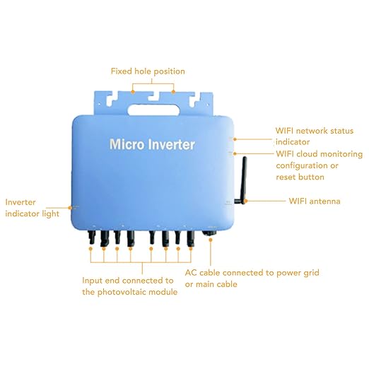 Yunseity Micro Inverter 120V 230V Solar Grid Tie Inverter IP65 DC to AC Control Pure Sine Waving Inverter MPPT Solar Input 20V-60V Output 80V-280V for Solar System