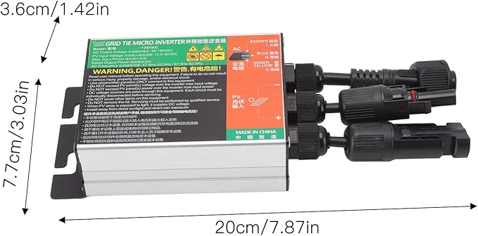 Diydeg 180W MPPT Grid Tie Micro Inverter for 12V Solar Panel Home Use System DC to AC Micro Inverter Solar Micro Inversor (GMI-120L-AC110V)