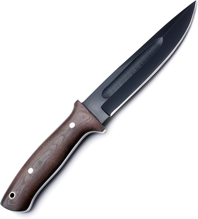 GCS Handmade Brown Micarta Handle D2 Tool Steel Tactical Hunting Knife with leather sheath Full tang blade designed for Hunting &amp EDC GCS 128