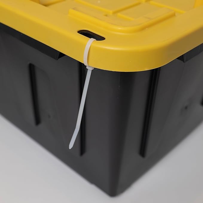 CX BLACK &amp YELLOW 27-Gallon Heavy Duty Storage Bins with Lids Stackable Plastic Storage Bins with Weather-Resistant Design Home Organization 2 Pack (14.3H x 20.6W x 30.6D)
