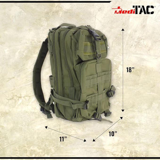 MediTac Tactical Assault Pack - First Aid Rucksack - 18 Military MOLLE Backpack