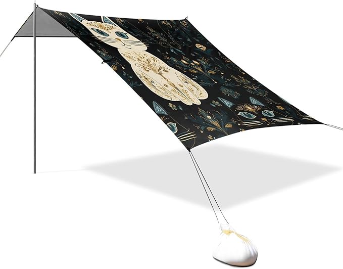 ALAZA Dousan Cat Pattern Beach Tent Sun Shelter Portable Canopy Sunshade for Outdoor Camping Picnics Backyard Fun 10x9 ft