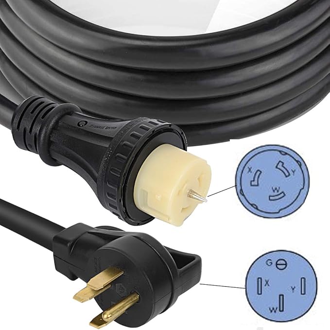 50 Amp Generator Extension Cord 13FT STW 6/3 + 8/1 Power Cord N14-50P &amp SS2-50R &amp CS6364 Twist Lock Connectors