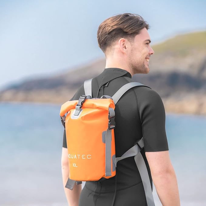 AQUATEC Waterproof Dry Bag Rucksacks - 5X Sizes: 10L 15L 20L 30L &amp 40L | Double Shoulder Strap Backpack | Perfect for Boating/Kayaking/Hiking/Camping