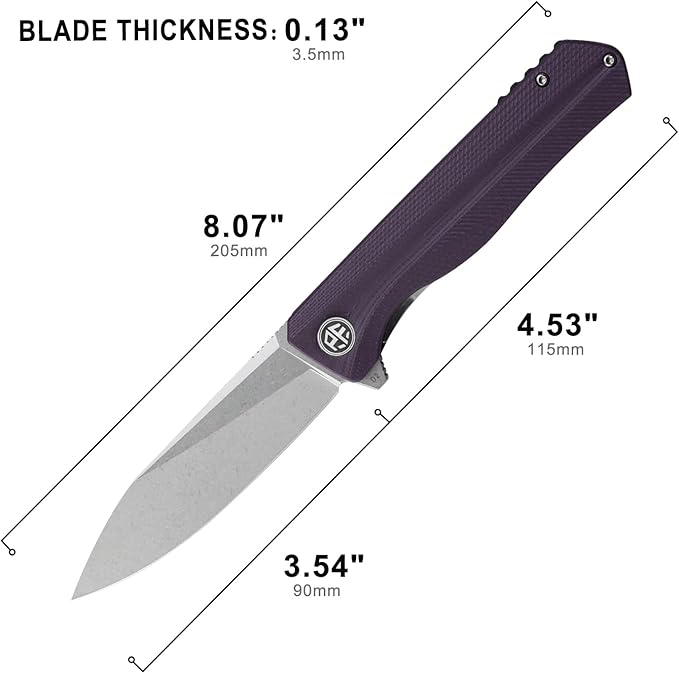 Petrified fish G10 handle D2 steel blade 2CR13 liner ball bearing flipper folding knife camping hunting EDC pocket tool PF818 (Purple Stonewash)
