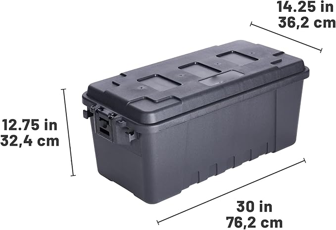 Heavy-Duty Storage Trunk 17-Gallon Capacity Lockable Black 30L x 14.25W x 12.75H Inches