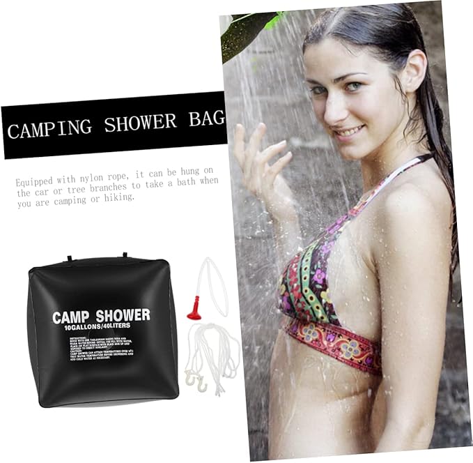 Abaodam 1set Solar Shower Bag for Camping Portable Outdoor Shower Bag Nozzle Hiking Fishing