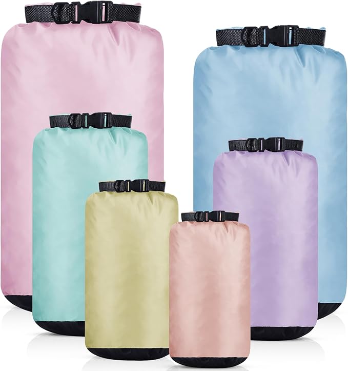 6 Pcs Waterproof Dry Bag Sack Lightweight Outdoor Dry Bags 35 L 20 L 15 L 10 L 5 L 3 L Waterproof Boat Bag for Kayaking Backpacking Hiking Camping Rafting (Macaron Color)