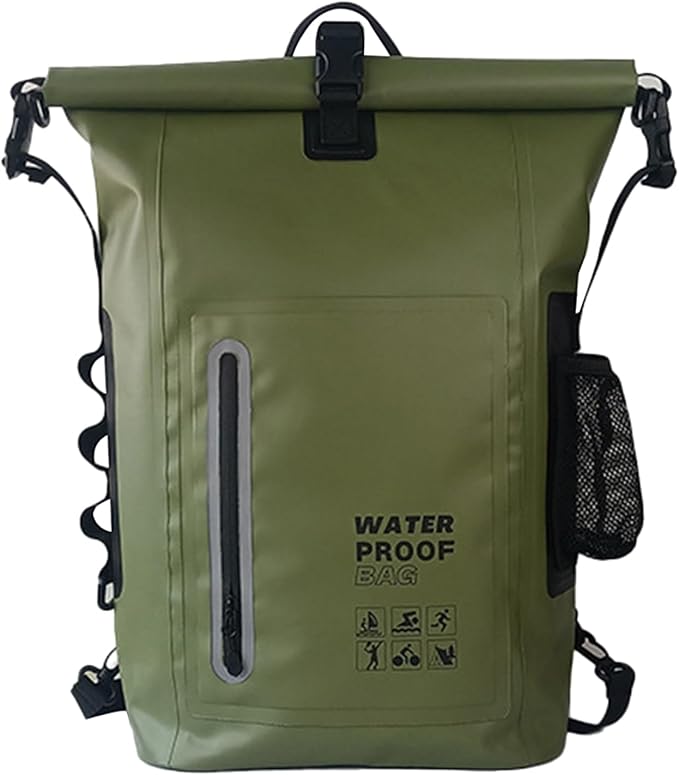 awakentti Dry Bags Comfortable Versatile for Outdoor Waterproof Dry Bag - Roll Top Waterproof Backpack Sack Dry Bag for Kayaking Beach Rafting (Army Green)