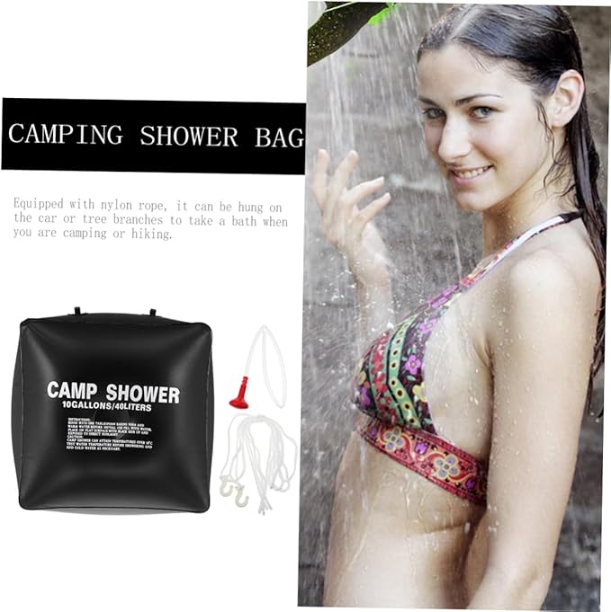 1 Set Solar Heating Shower Bag Outdoor Camping Water Bag for Warm Showers Anywhere Nozzle and Hose for Hiking and Beach Activities