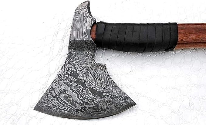 Viking Axe Custom Handmade Stainless Steel Axe Gorgeous Solid Rose Wood Handle