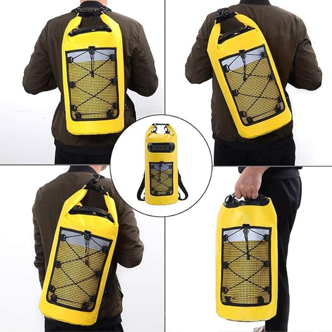 Swimming PVC Pack Dry Bag Backpack for Women Men 10L 20L Waterproof Shoulder Kayak Trekking Drifting Rafting Surfing Boating Bag(Black20L)