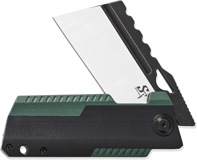 Sitivien ST155 Folding KnifeSandvik 14C28N Steel BladeG10 Handle EDC Tool Knife Pocket Knife for FishingCampingHiking(Black+Green) …