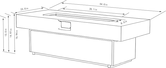 Outdoor Fire Pit Table Propane Gas Fire pits Outdoor Fireplaces 54'' Rectangular Firepit Table 50000 BTU Fire Table for Patio Set Three Options of Assembled Hight Grey.