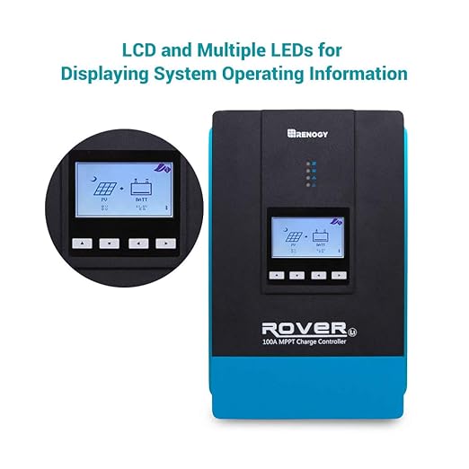 Renogy 100A 12V/24V/36V/48V DC Input MPPT Solar Charge Controller Auto Parameter Adjustable LCD Display Solar Panel Regulator fit for Gel Sealed Flooded and Lithium Battery Rover 100ABlack