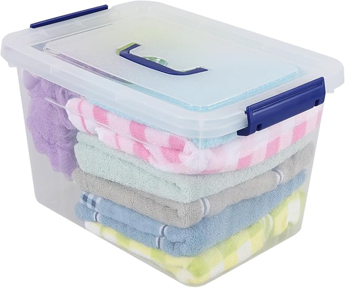 12 Quart Latching Storage Box with Lid Clear Plastic Storage Tote 1 Pack