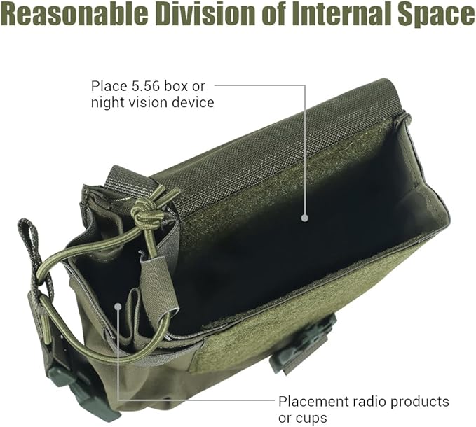 Tactical Molle Admin Pouches Molle Radio Pouch Magazine Pouch Utility Tools Storage Organizer with Hook &amp Loop Fastener for Hiking Hunting Shooting
