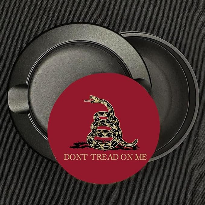 Brotherhood Metal Zyn Container | Metal Zyn Holder | Zyn Metal Can | Metal Container for Zyn Holder | Metal Zyn Pouch Cans | Don't Tread on Me Flag | Gadsden Flag | Dark Red Gold Black