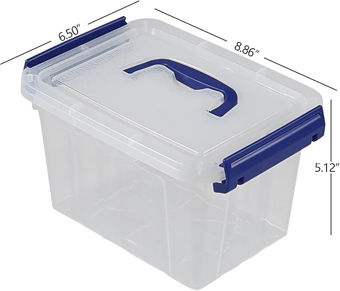 3 Quarts Plastic Storage Container Bin with Latching Lid Small Storage Bin Tote Stackable and Nestable Organizing Box Pack of 6 T