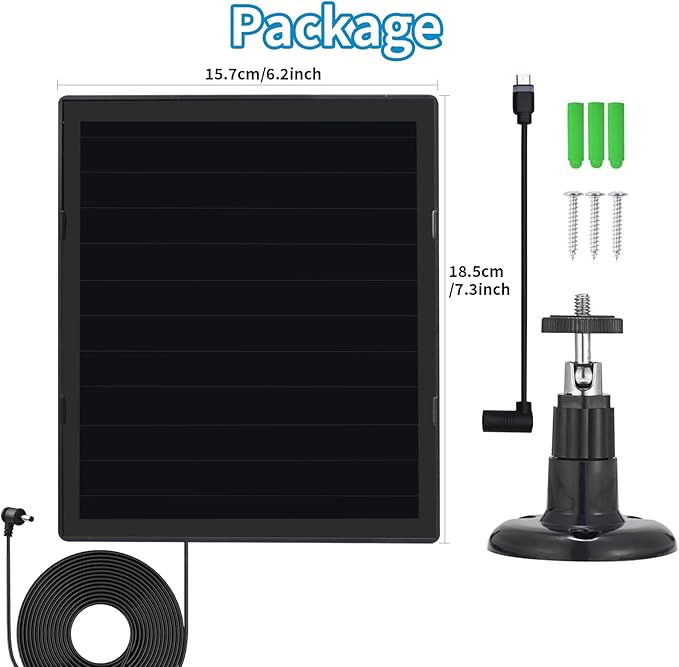Solar Panel Charger for Ring Camera Compatible with Ri ng Stick Up Cam Stick Up Cam Pro Ring Spotlight Cam Plus/Pro 6W5V 13ft Charging Cable (Black-2Pack)
